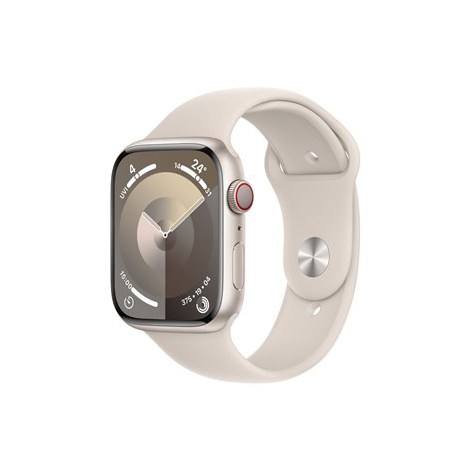 Apple Series 9 (GPS + Cellular) Inteligentny zegarek 4G Wykonane w 100% z aluminium pochodzącego z recyklingu Starlight 45 mm Od